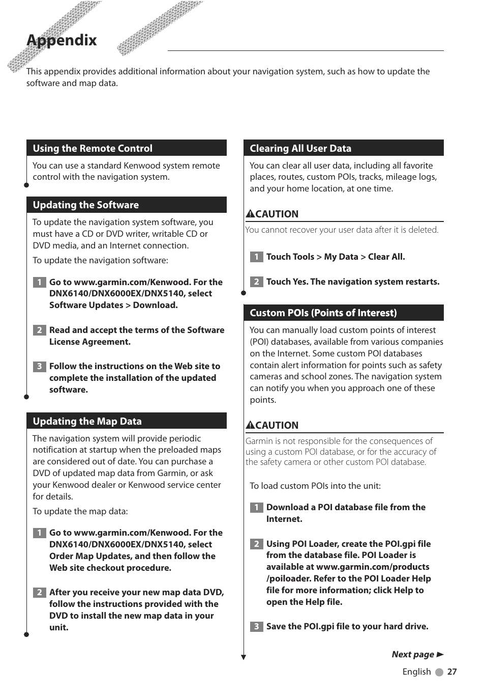 Appendix | Kenwood DNX6000EX User Manual | Page 27 / 32