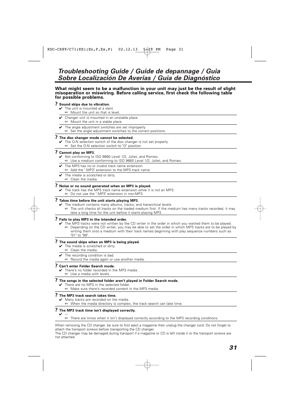 Kenwood KDC-C719PM User Manual | Page 31 / 36