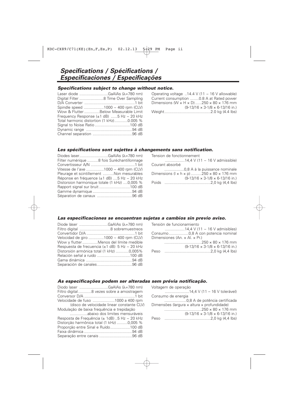Kenwood KDC-C719PM User Manual | Page 36 / 36