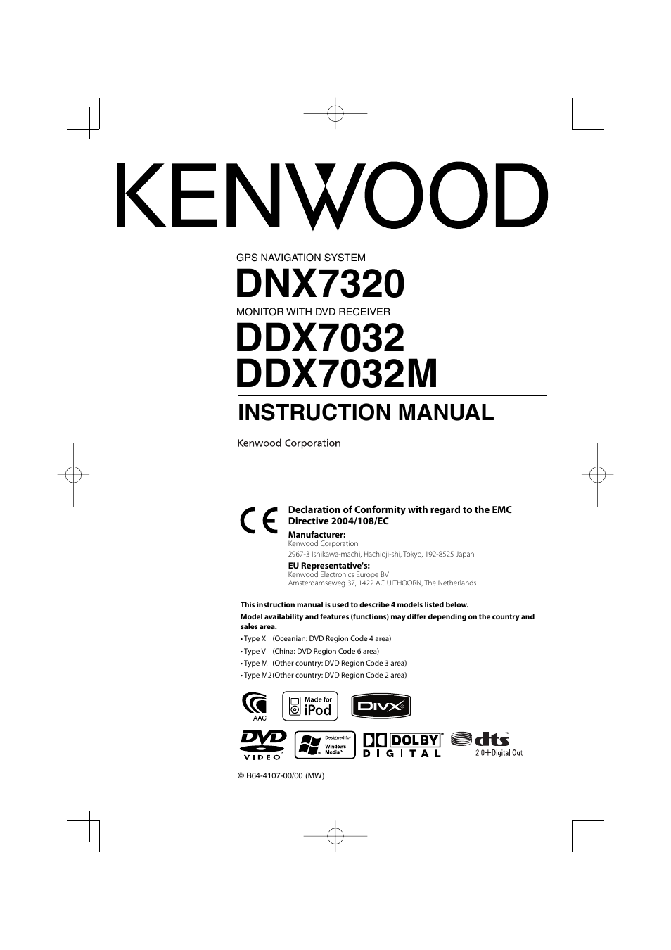 Kenwood DDX7032M User Manual | 100 pages