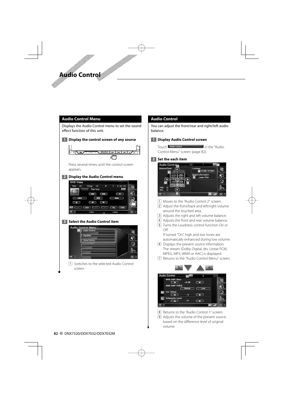 Audio control | Kenwood DDX7032M User Manual | Page 82 / 100