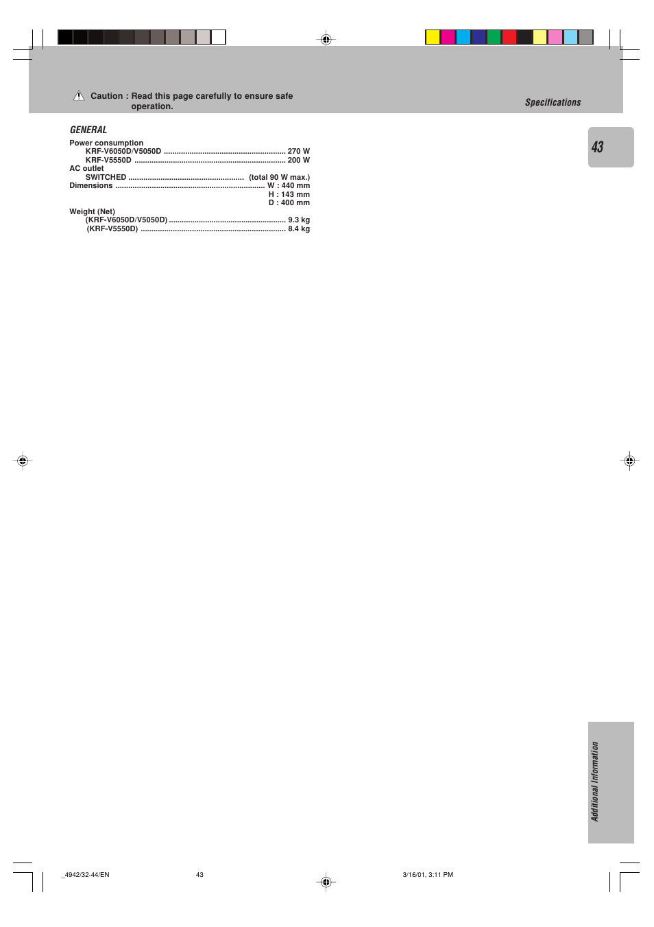 Kenwood VR-505 User Manual | Page 43 / 44