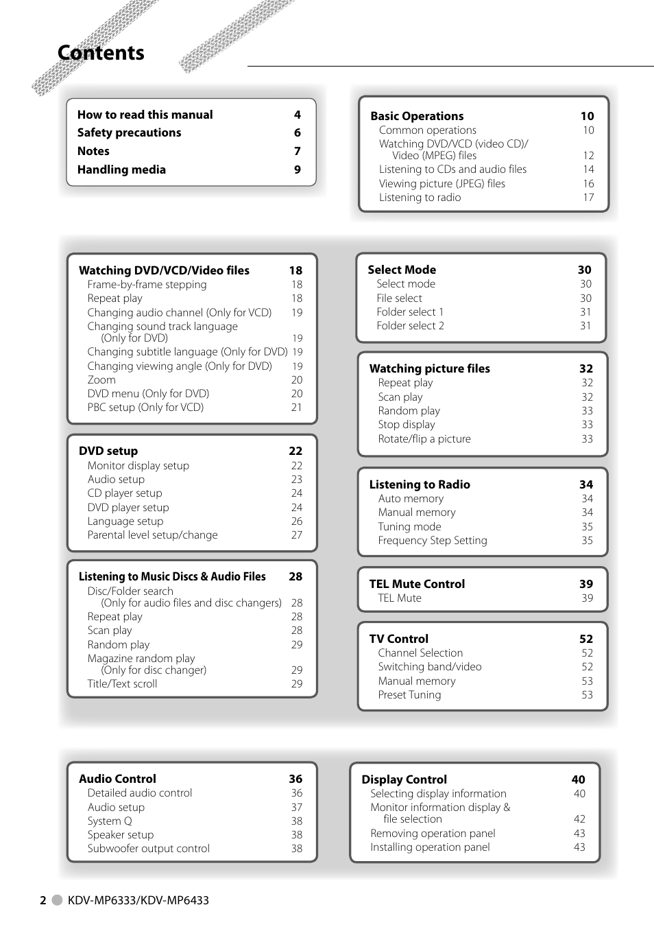 Kenwood KDV-MP6333 EN User Manual | Page 2 / 76