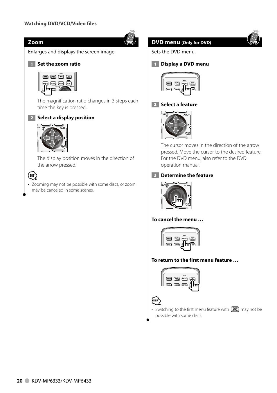 Kenwood KDV-MP6333 EN User Manual | Page 20 / 76