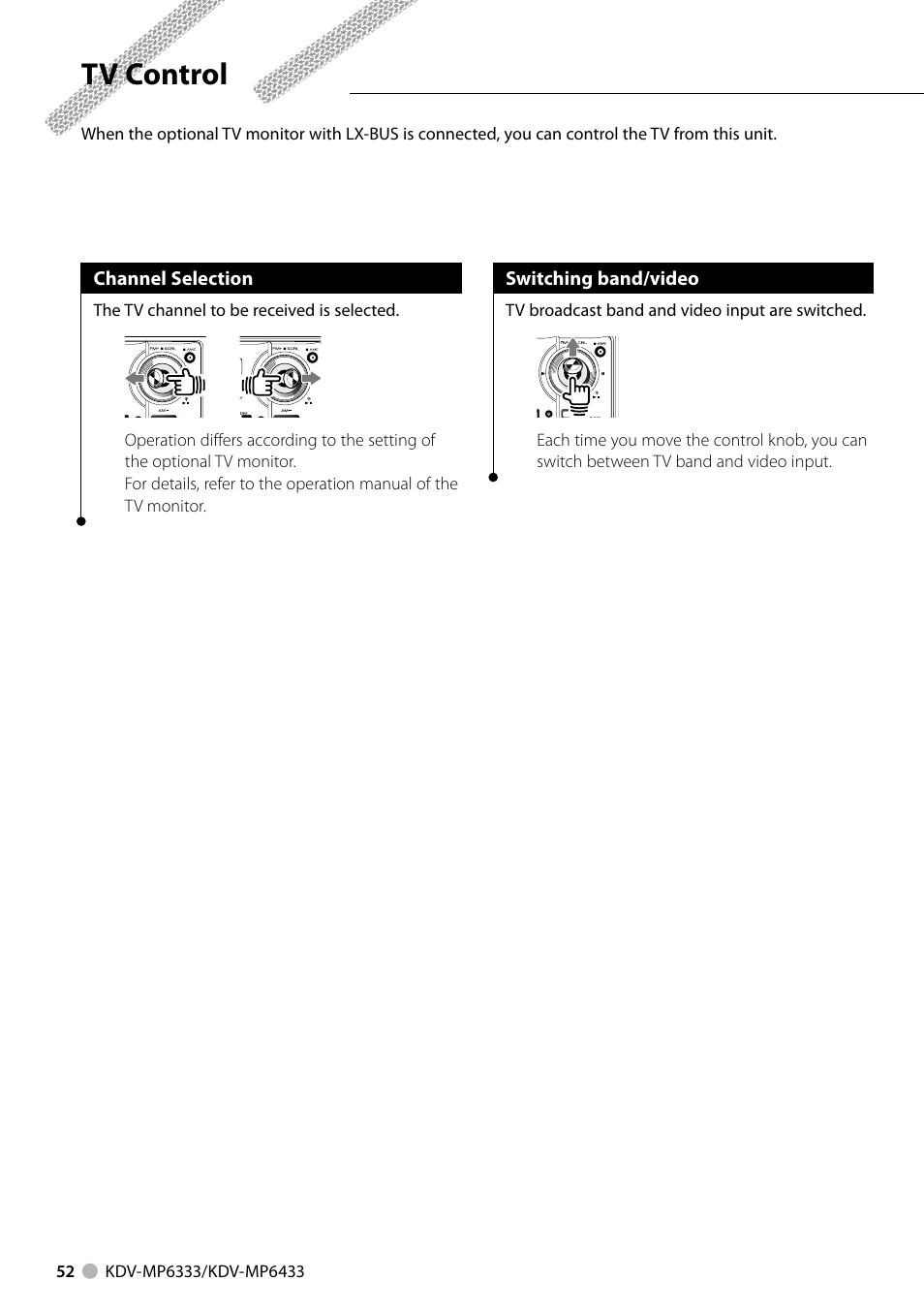 Tv control | Kenwood KDV-MP6333 EN User Manual | Page 52 / 76