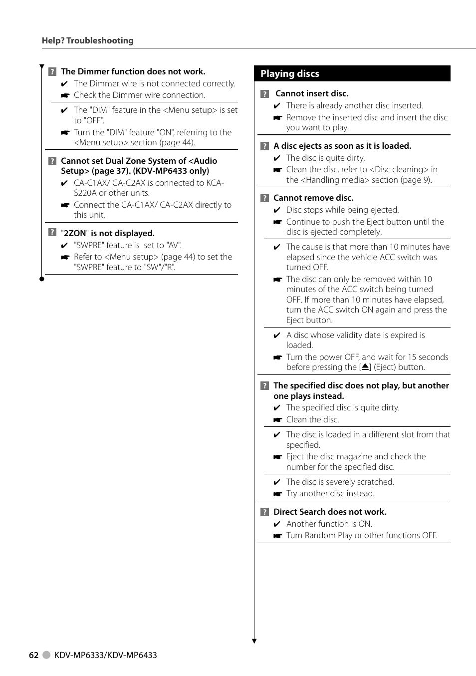 Kenwood KDV-MP6333 EN User Manual | Page 62 / 76