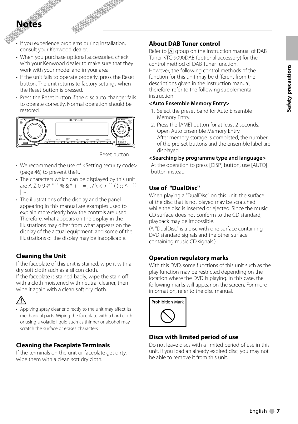 Kenwood KDV-MP6333 EN User Manual | Page 7 / 76