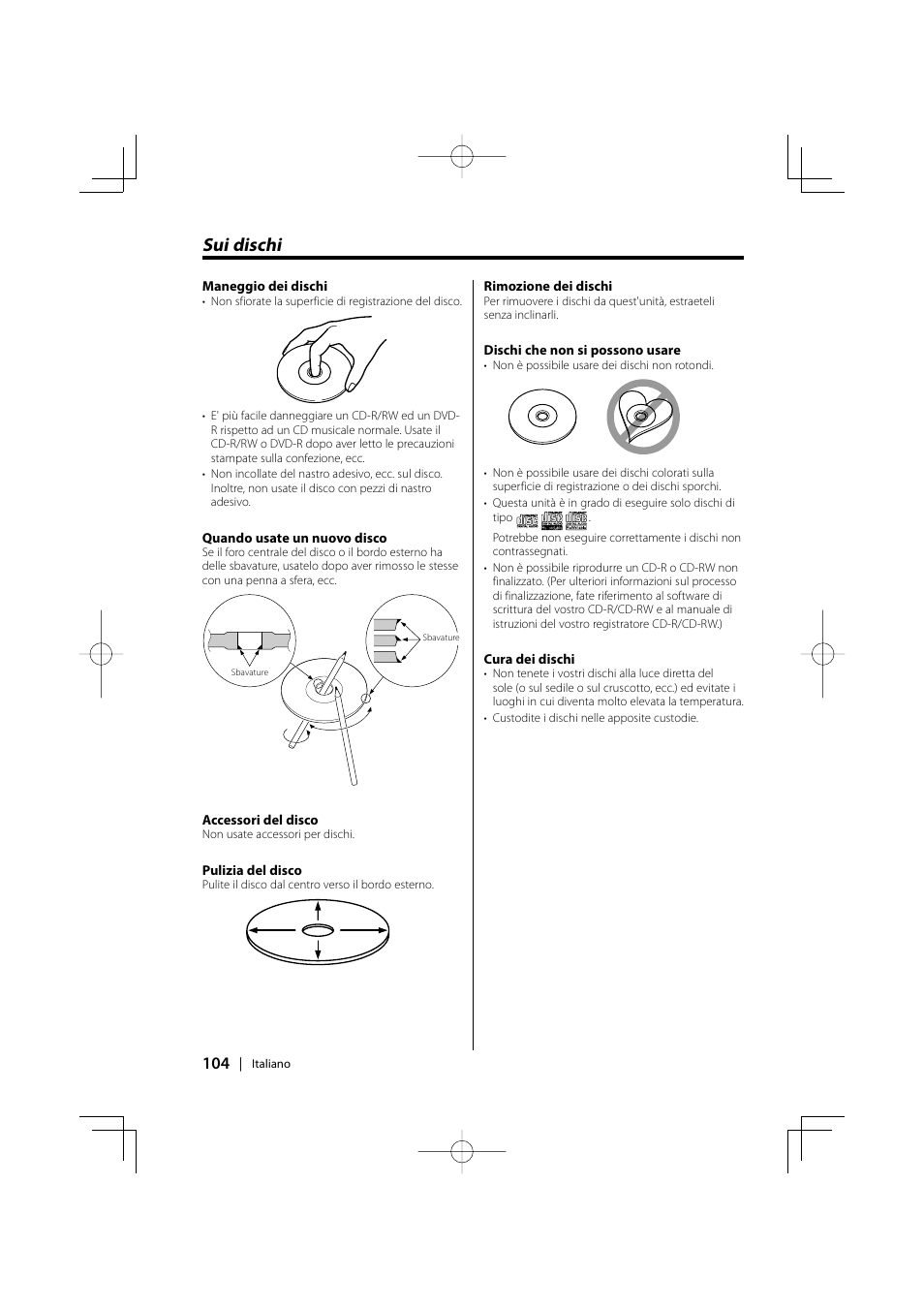 Sui dischi | Kenwood KDV-S220P User Manual | Page 104 / 172