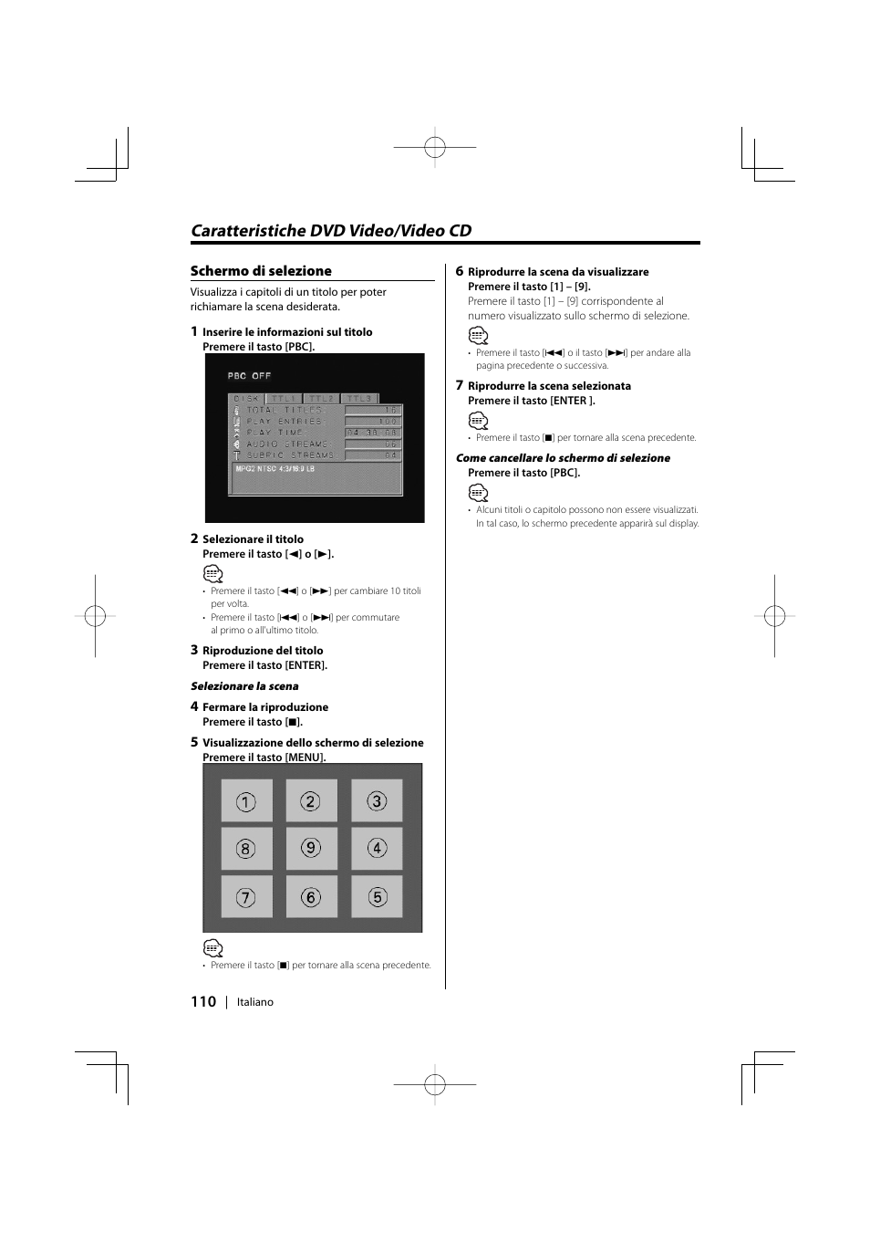 Caratteristiche dvd video/video cd | Kenwood KDV-S220P User Manual | Page 110 / 172