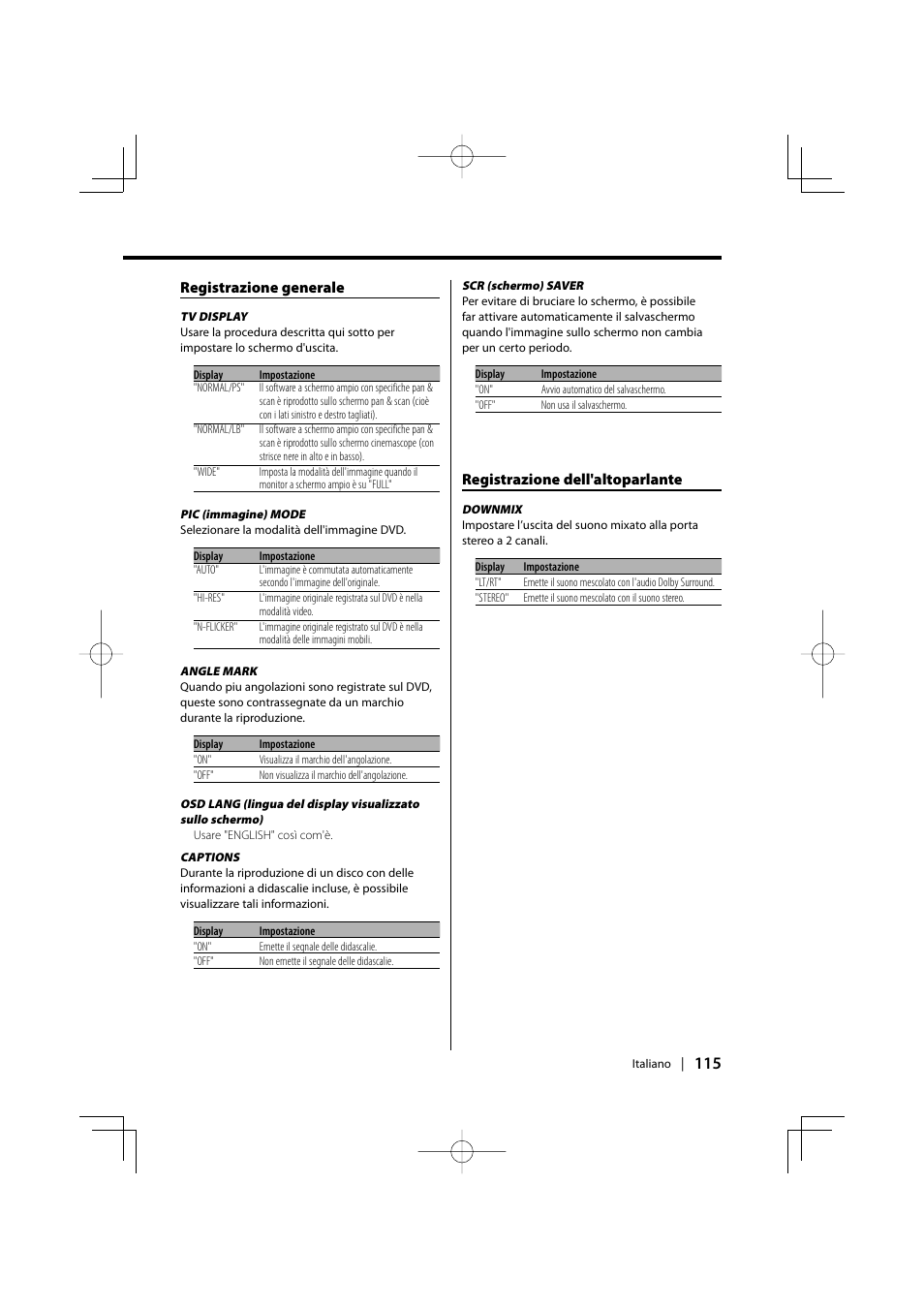 Registrazione generale, Registrazione dell'altoparlante | Kenwood KDV-S220P User Manual | Page 115 / 172