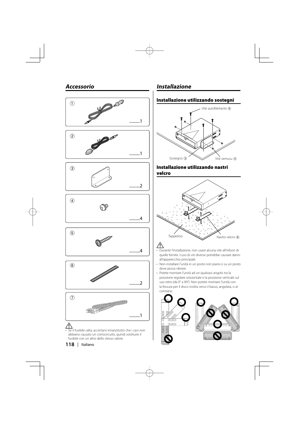 Accessorio installazione | Kenwood KDV-S220P User Manual | Page 118 / 172