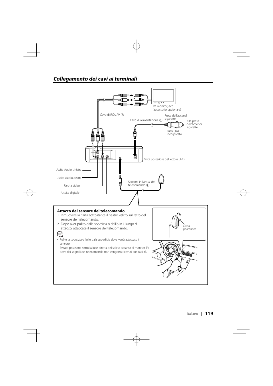 Collegamento dei cavi ai terminali | Kenwood KDV-S220P User Manual | Page 119 / 172