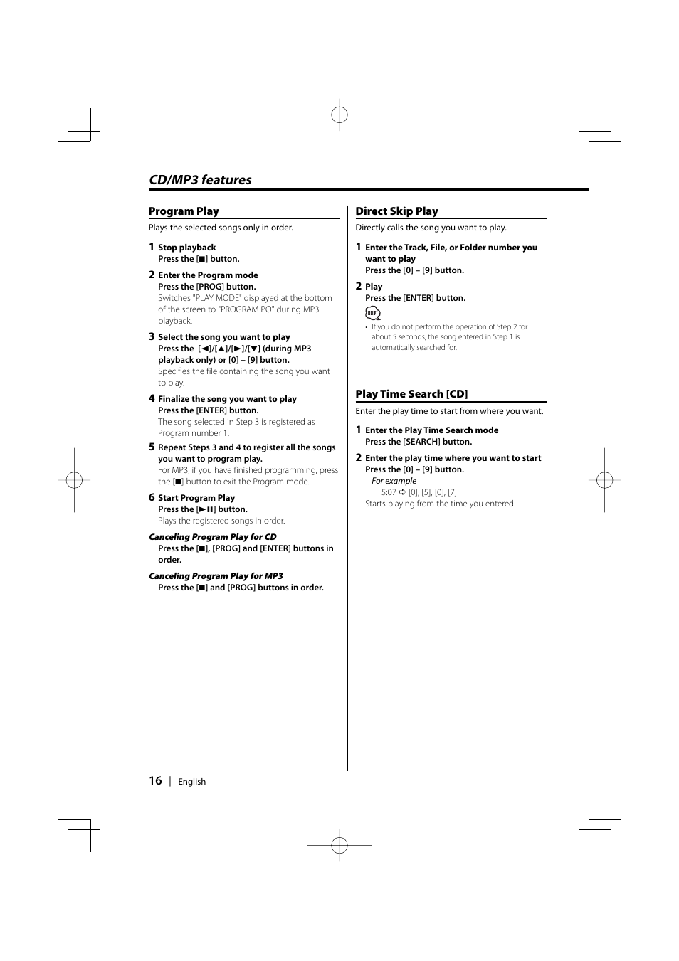 Cd/mp3 features | Kenwood KDV-S220P User Manual | Page 16 / 172