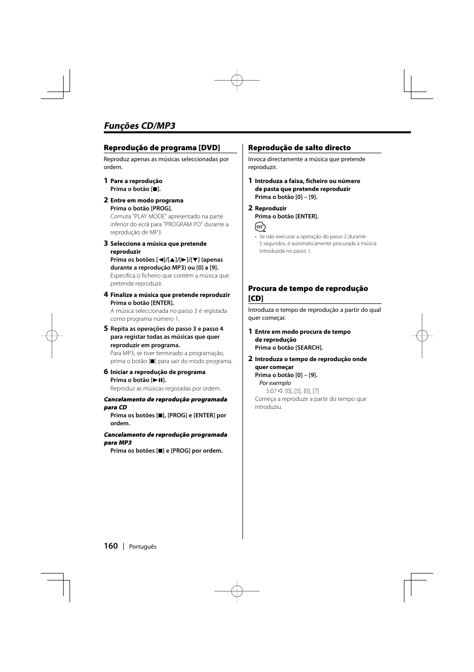 Funções cd/mp3 | Kenwood KDV-S220P User Manual | Page 160 / 172