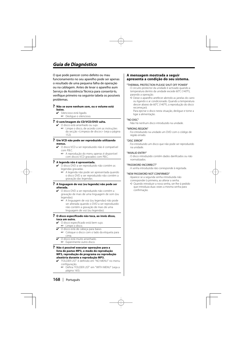 Guia de diagnóstico | Kenwood KDV-S220P User Manual | Page 168 / 172