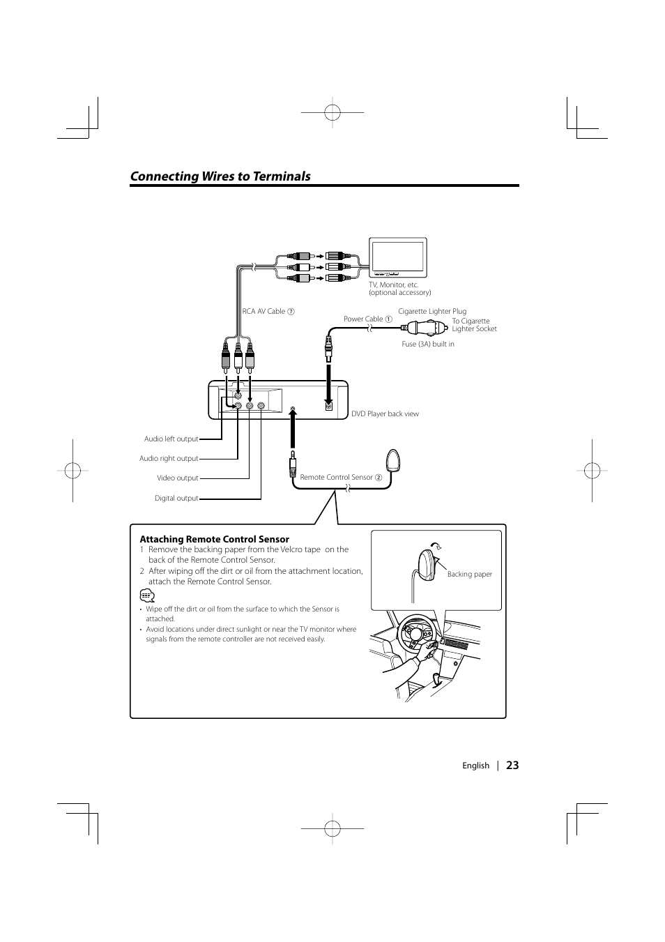 Connecting wires to terminals | Kenwood KDV-S220P User Manual | Page 23 / 172