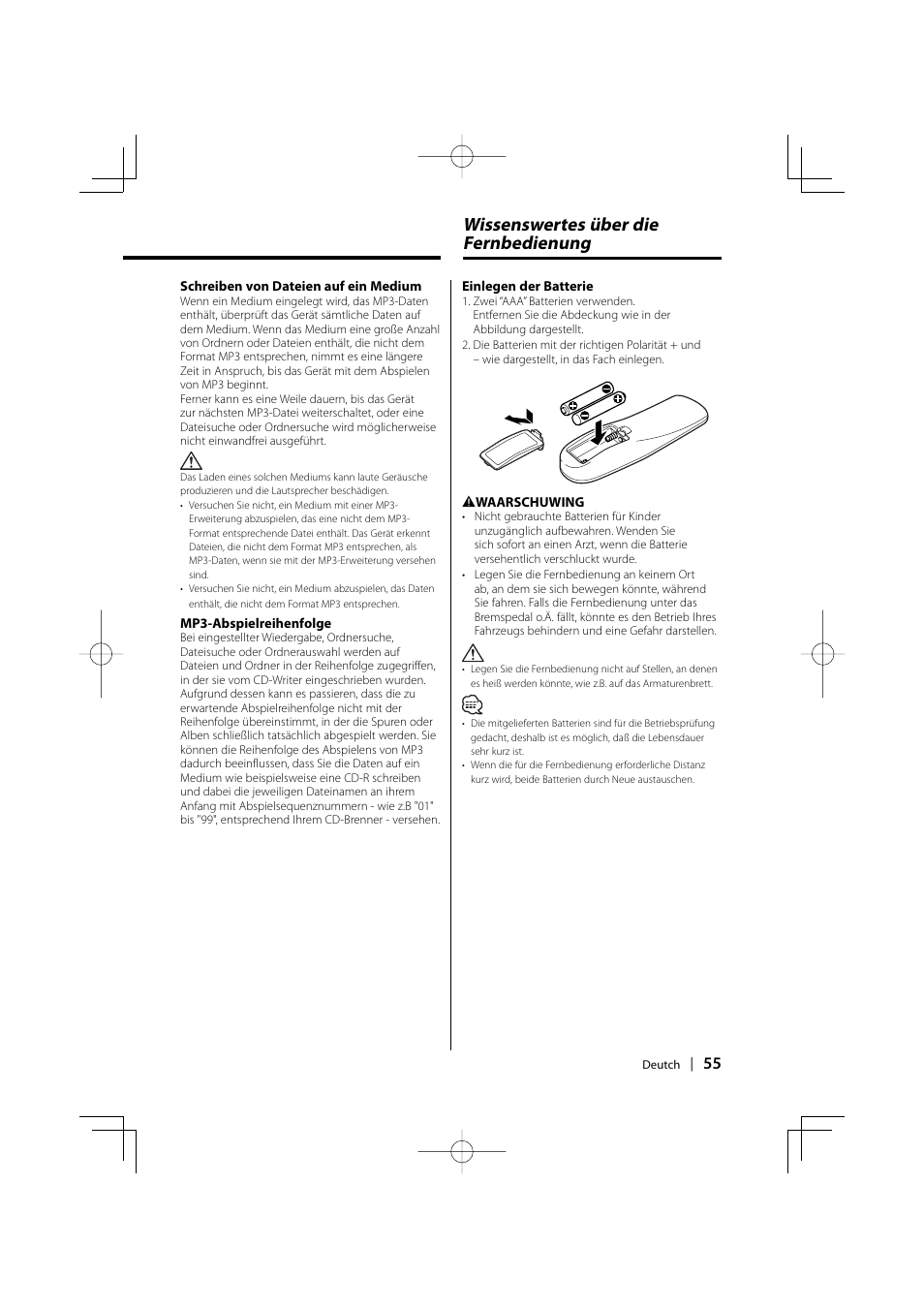 Wissenswertes über die fernbedienung | Kenwood KDV-S220P User Manual | Page 55 / 172