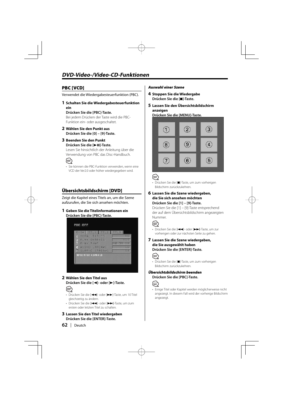 Dvd-video-/video-cd-funktionen | Kenwood KDV-S220P User Manual | Page 62 / 172