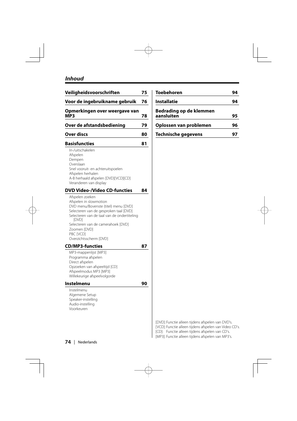 Dutch | Kenwood KDV-S220P User Manual | Page 74 / 172