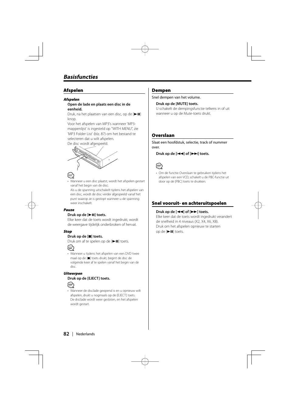 Basisfuncties | Kenwood KDV-S220P User Manual | Page 82 / 172