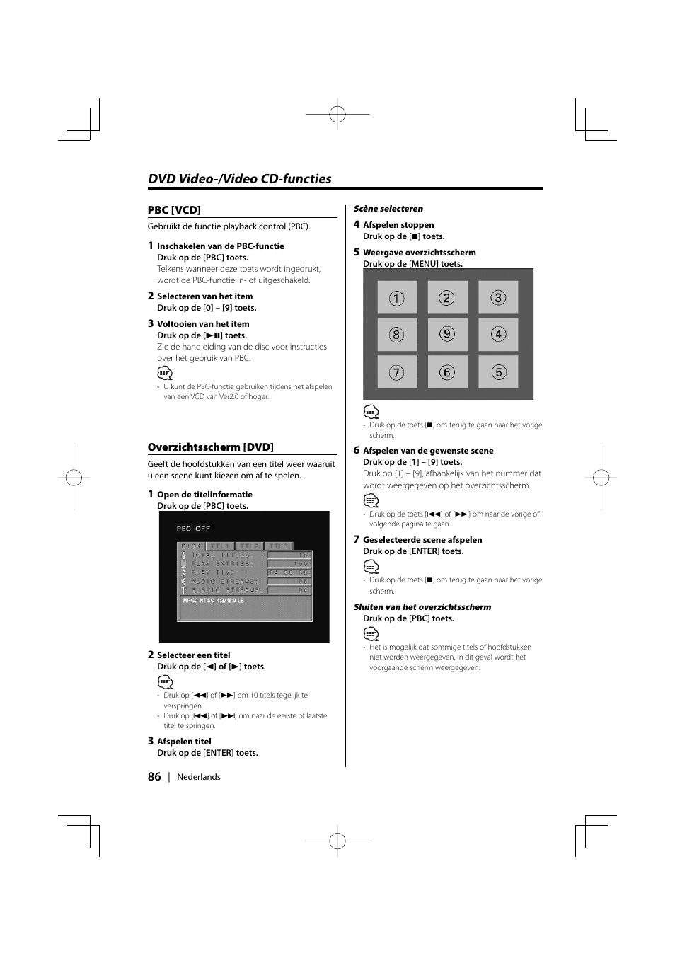 Dvd video-/video cd-functies | Kenwood KDV-S220P User Manual | Page 86 / 172