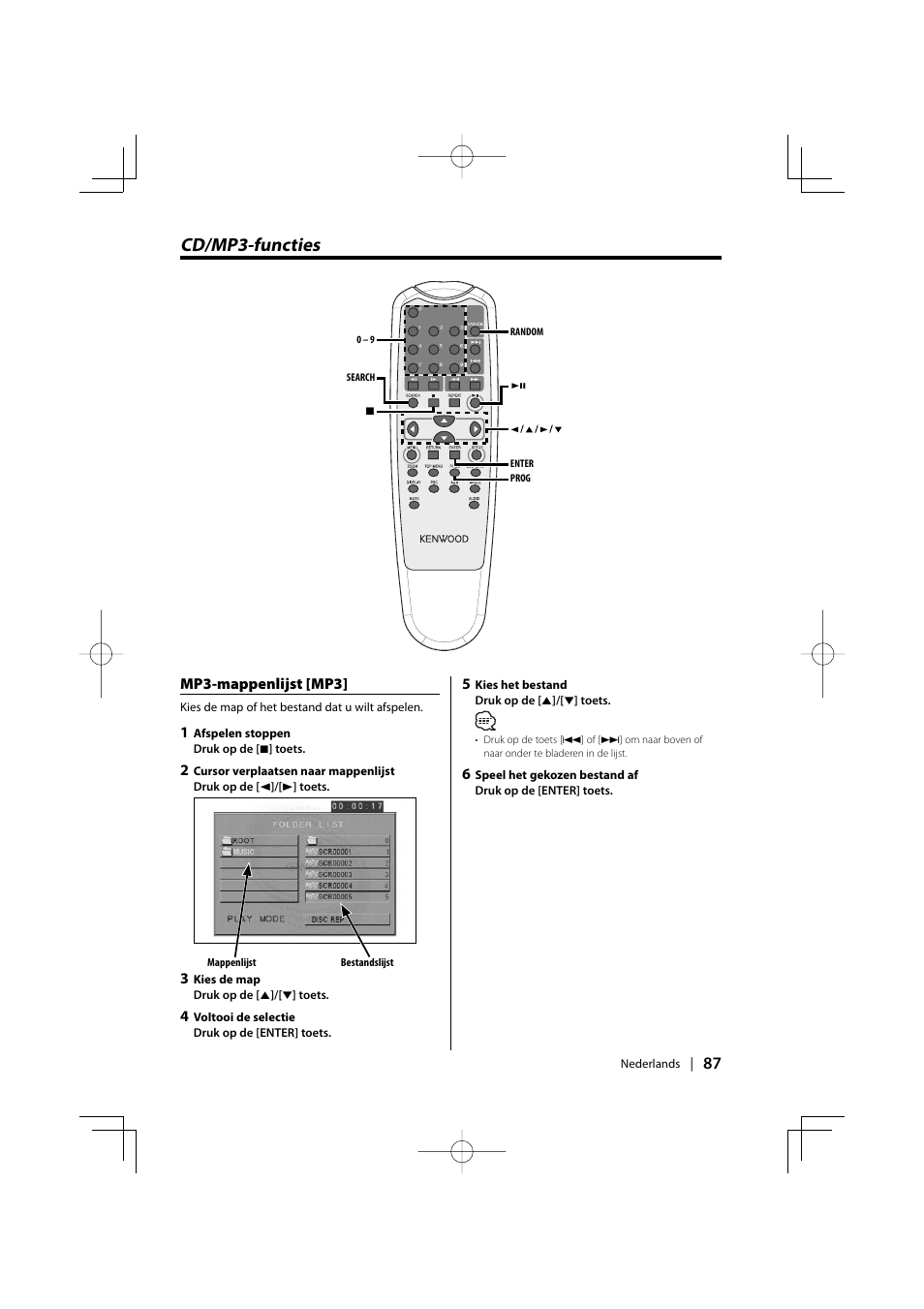 Cd/mp3-functies | Kenwood KDV-S220P User Manual | Page 87 / 172