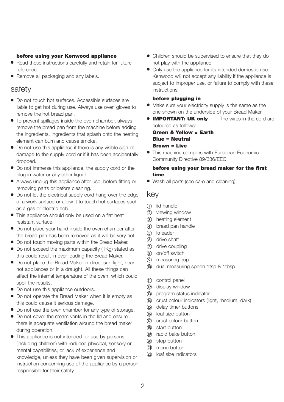 Safety | Kenwood BM350 User Manual | Page 6 / 19
