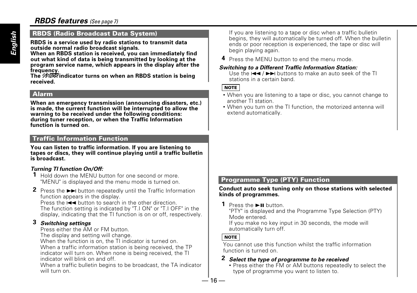 Rbds features | Kenwood KDC-PS909 User Manual | Page 16 / 40