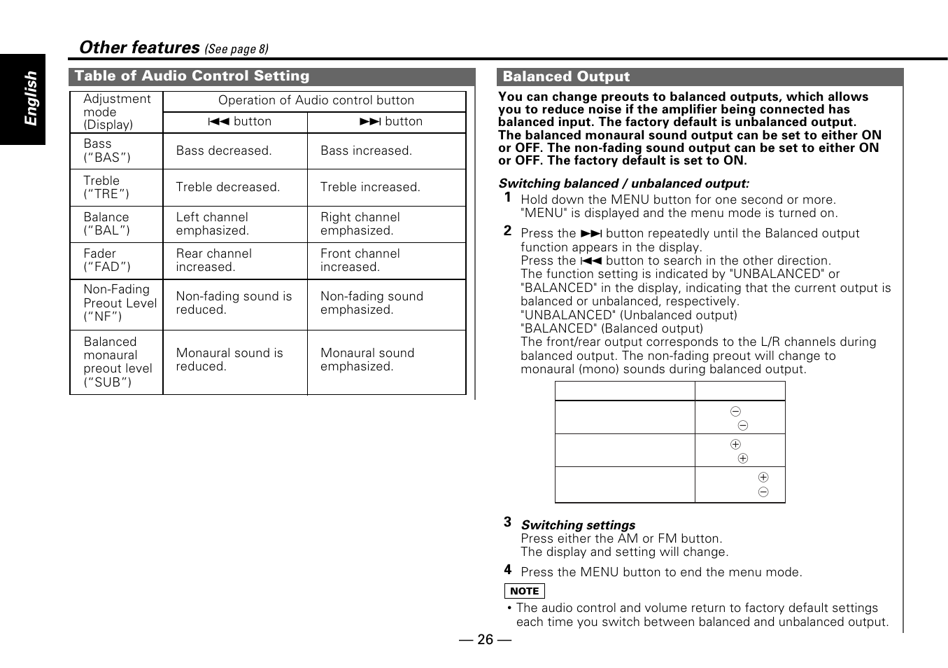 Other features, English | Kenwood KDC-PS909 User Manual | Page 26 / 40