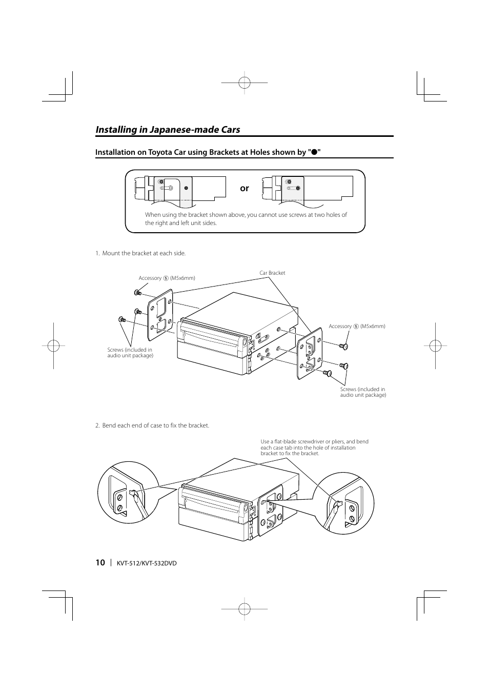 Installing in japanese-made cars | Kenwood KVT-532 User Manual | Page 10 / 32