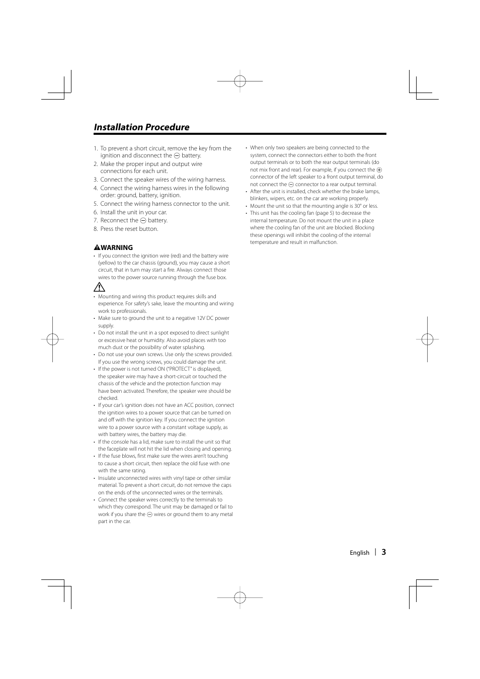 Installation procedure | Kenwood KVT-532 User Manual | Page 3 / 32