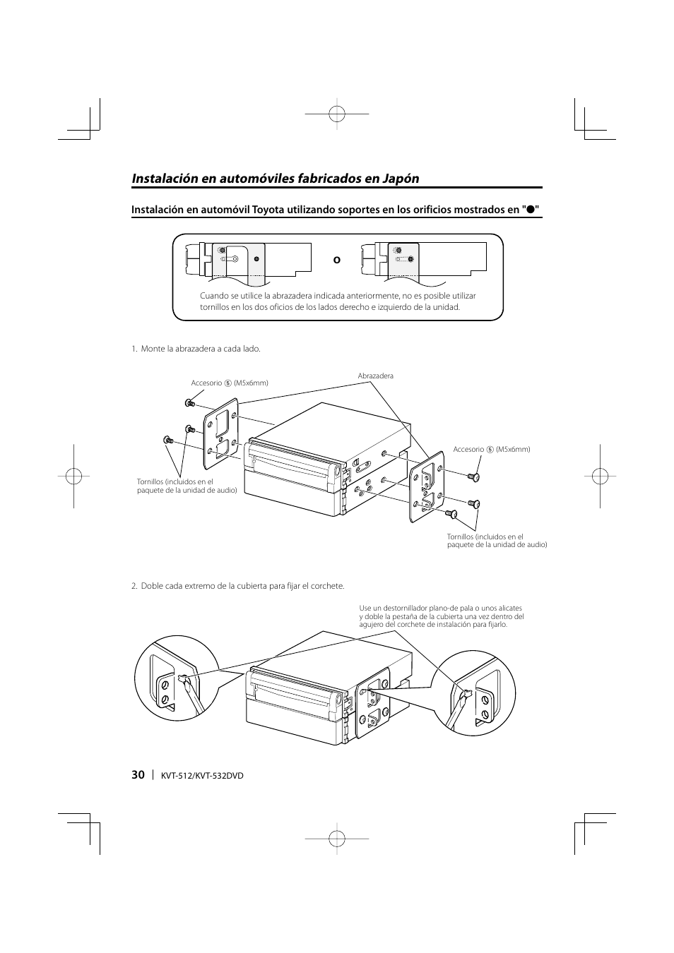 Instalación en automóviles fabricados en japón | Kenwood KVT-532 User Manual | Page 30 / 32