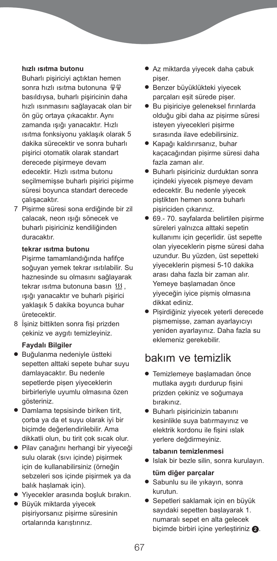 Bakım ve temizlik | Kenwood FS620 User Manual | Page 67 / 105