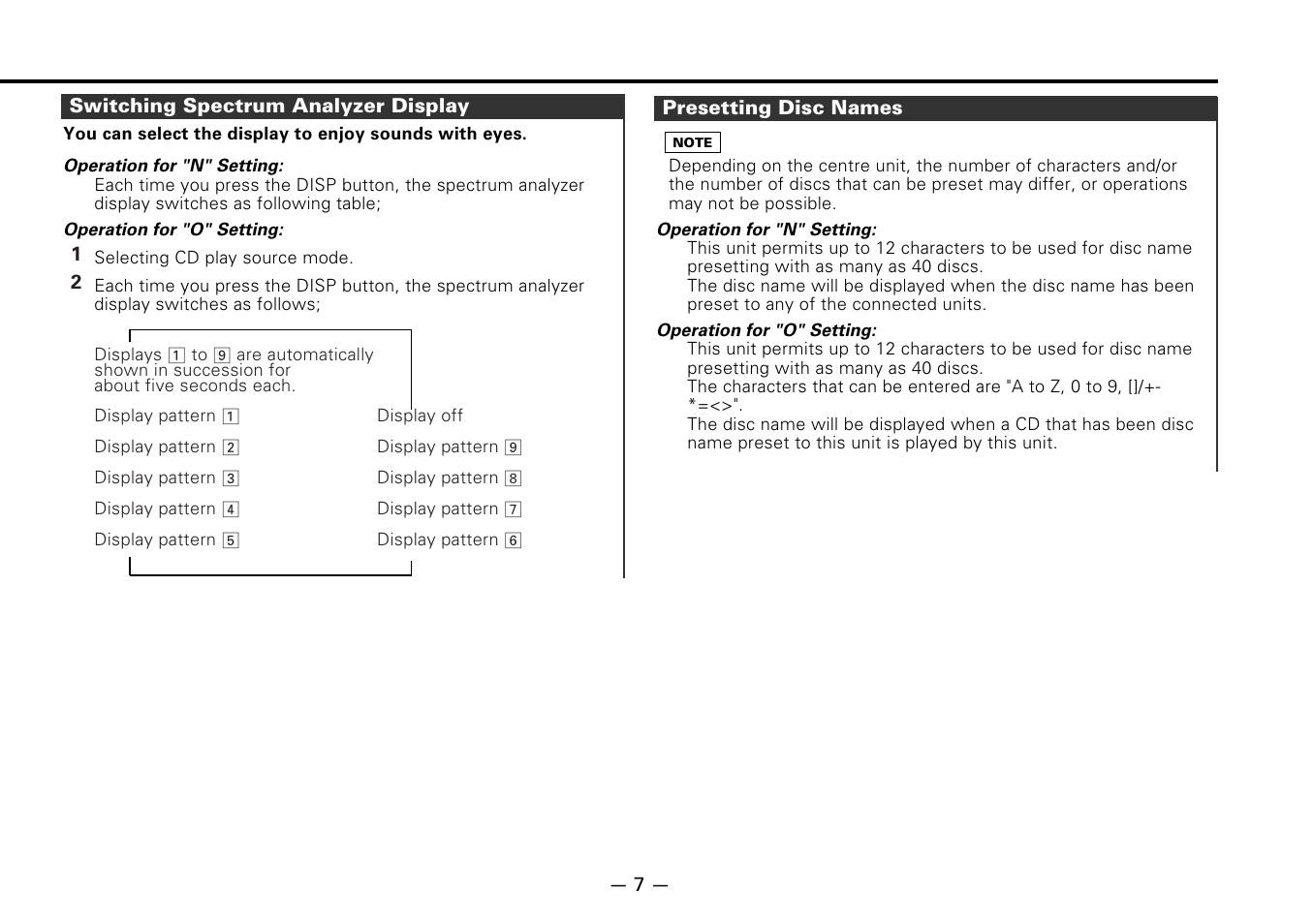 Switching spectrum analyzer display, Presetting disc names | Kenwood KDC-D300 User Manual | Page 7 / 15