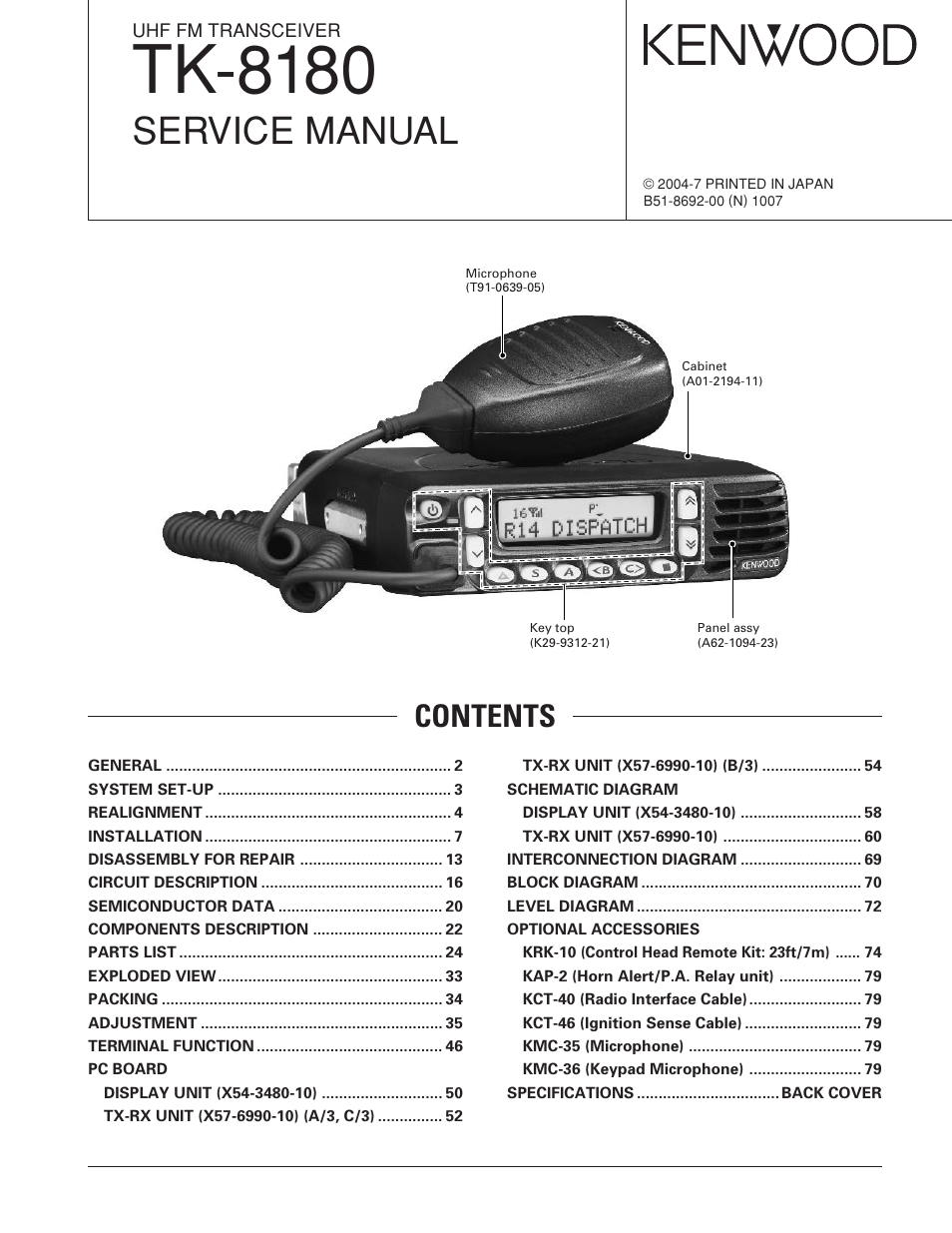 Kenwood TK-8180 User Manual | 85 pages