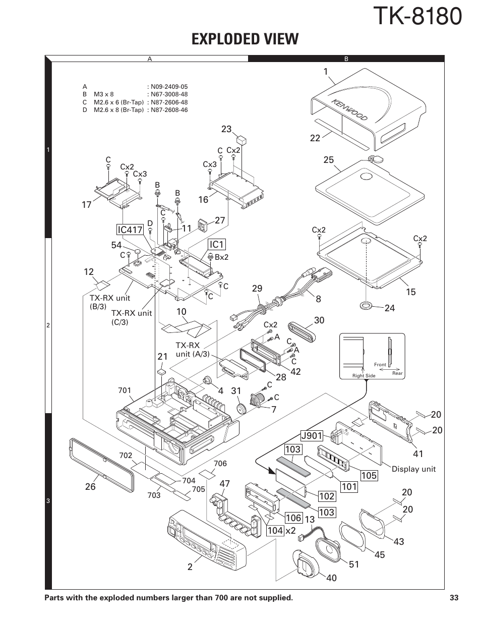 Exploded view, Tk-8180 | Kenwood TK-8180 User Manual | Page 33 / 85