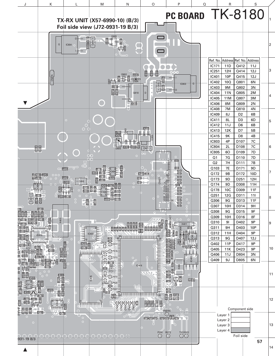 Foil side view (2/2), Tk-8180, Pc board | Kenwood TK-8180 User Manual | Page 59 / 85