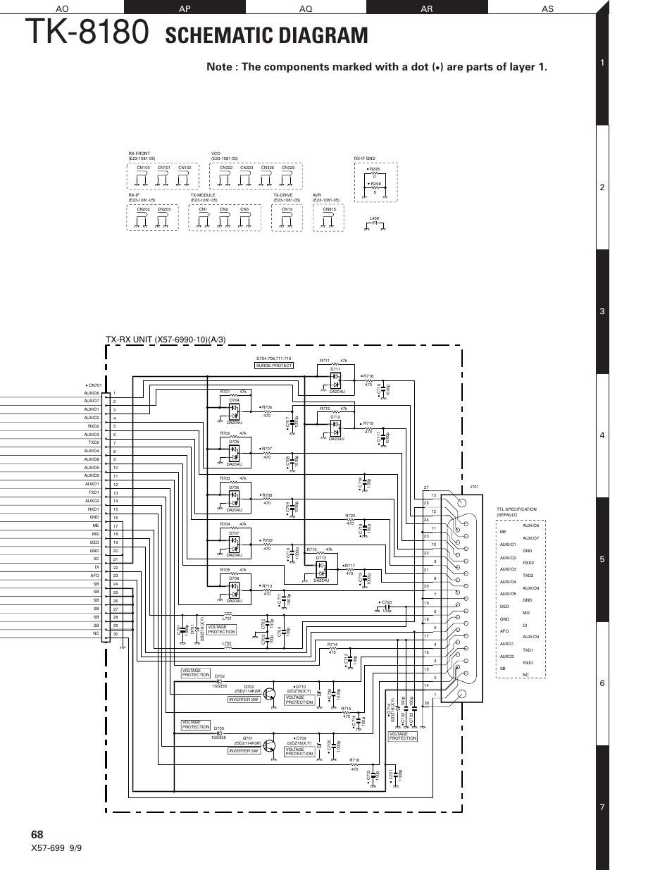 Tk-8180, Schematic diagram, Are parts of layer 1 | Kenwood TK-8180 User Manual | Page 72 / 85