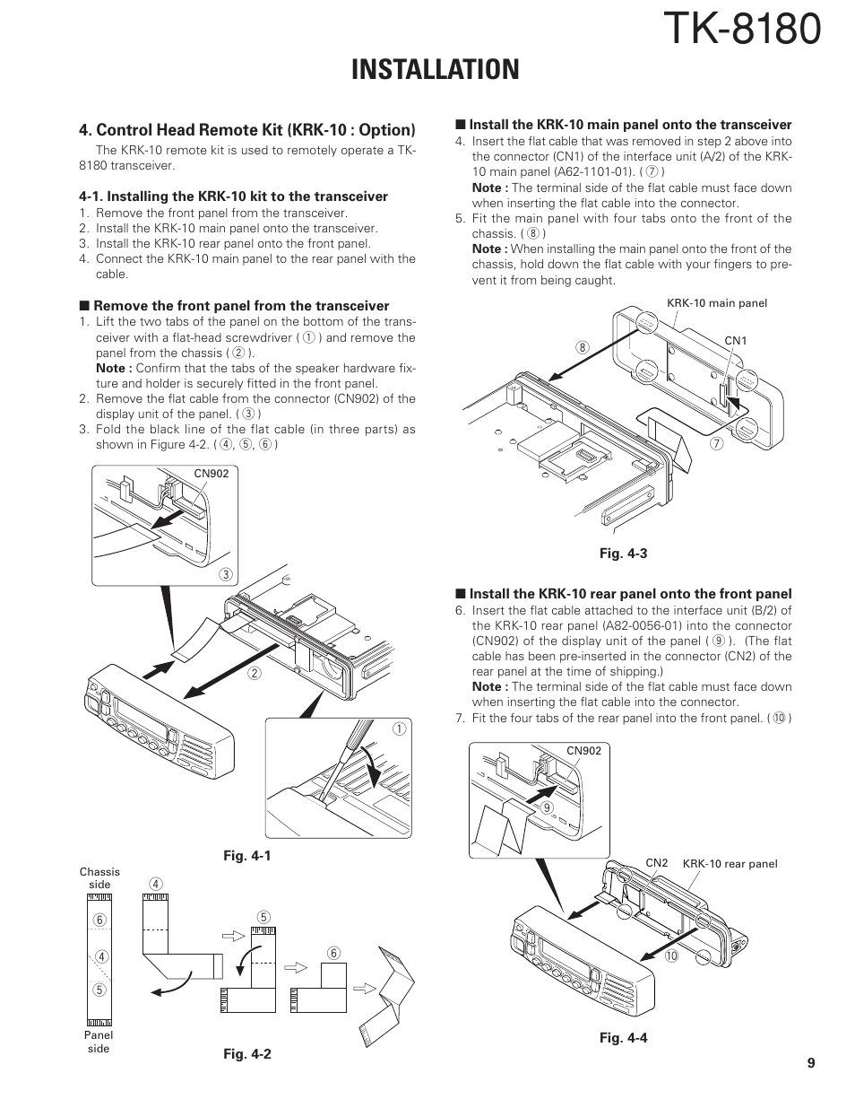 Control head remote kit (krk-10 : option), Tk-8180, Installation | Kenwood TK-8180 User Manual | Page 9 / 85