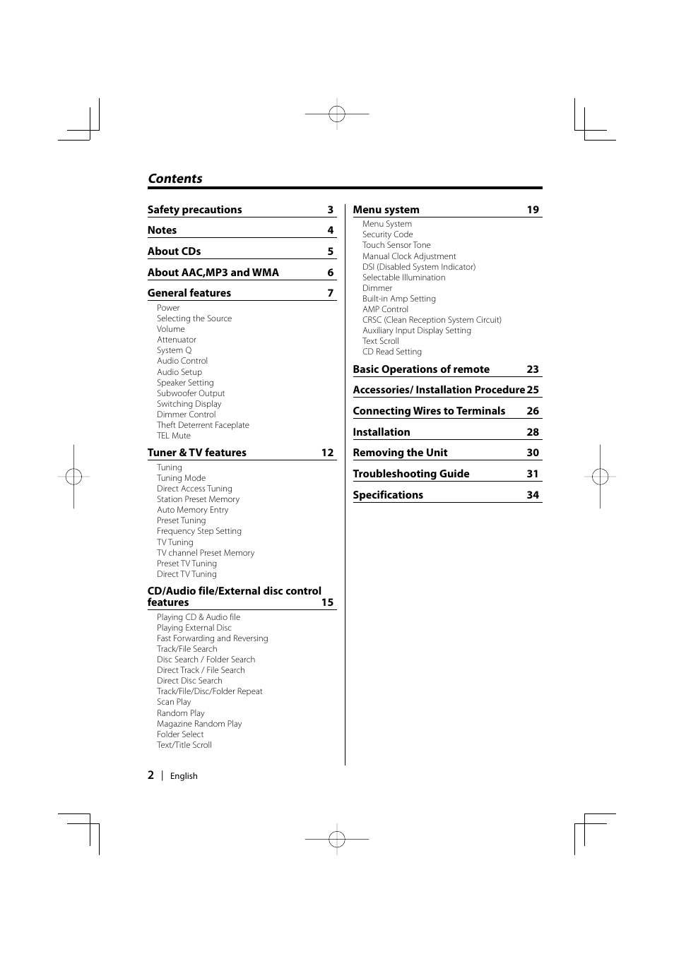 Kenwood KDC-MP6029 User Manual | Page 2 / 34