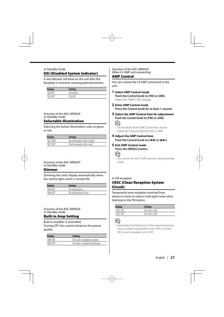 Kenwood KDC-MP6029 User Manual | Page 21 / 34