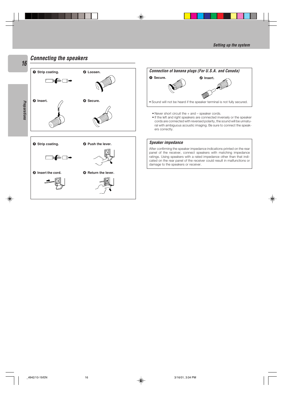 Connecting the speakers | Kenwood VR-517 User Manual | Page 16 / 44