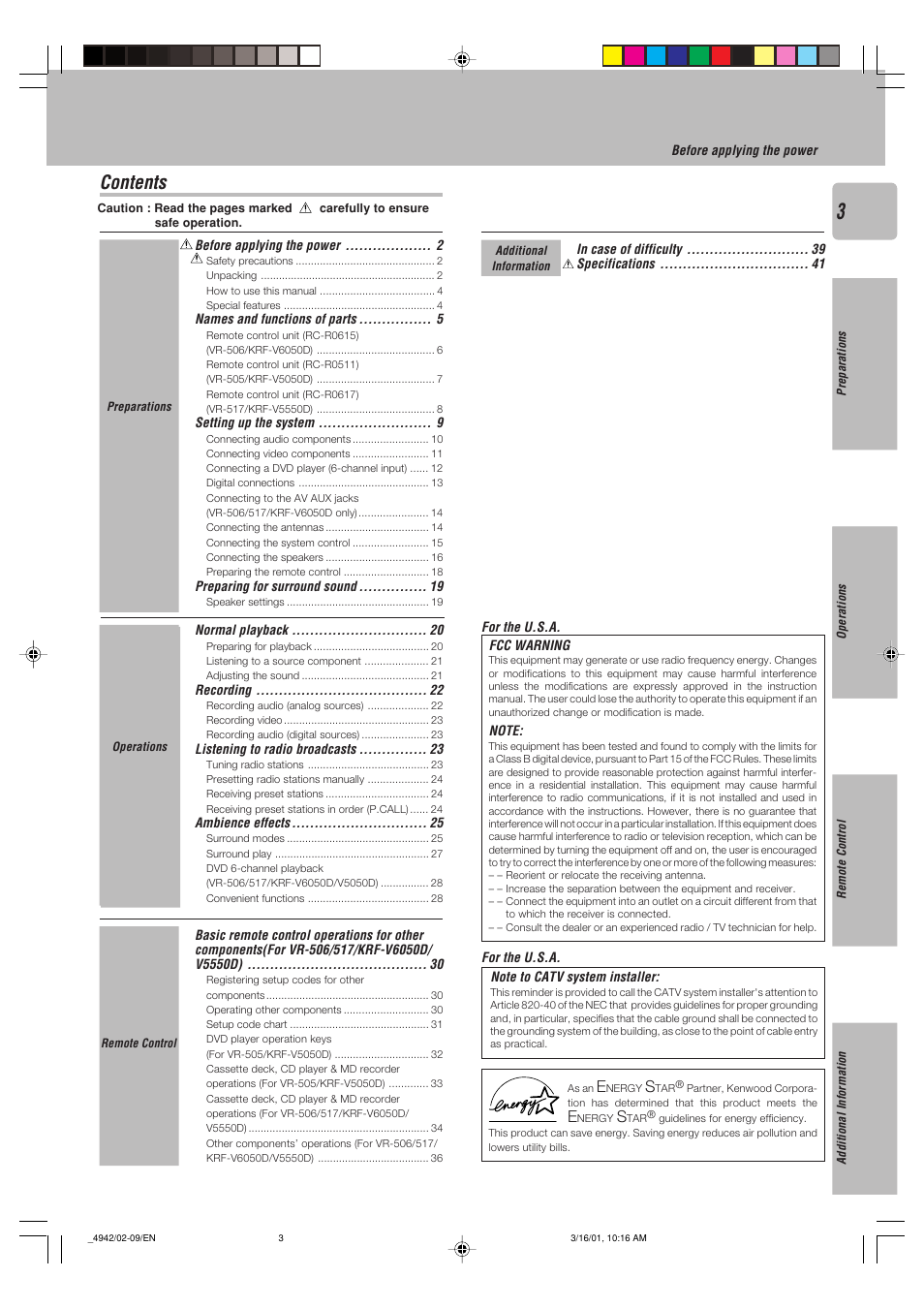 Kenwood VR-517 User Manual | Page 3 / 44