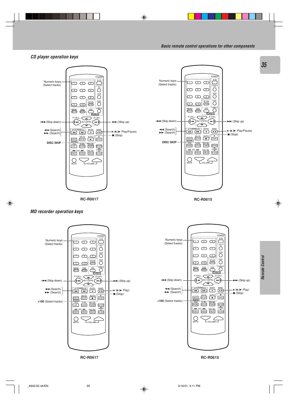 Remote control | Kenwood VR-517 User Manual | Page 35 / 44
