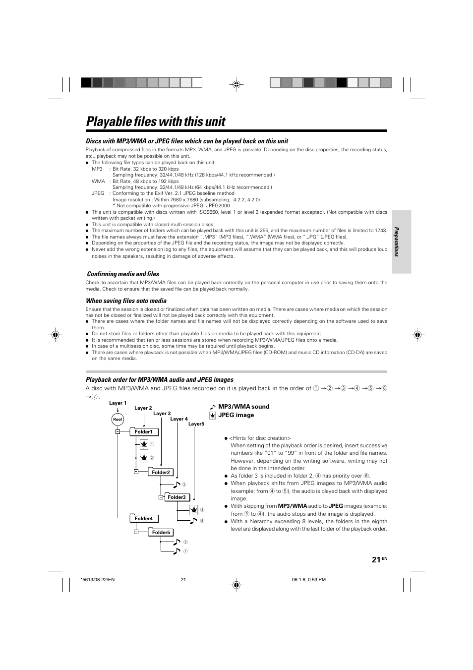 Playable files with this unit | Kenwood AX-7 User Manual | Page 21 / 88