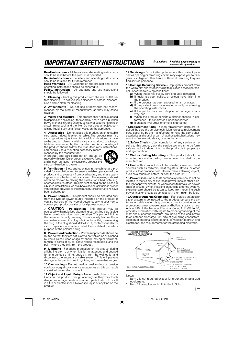 Important safety instructions | Kenwood AX-7 User Manual | Page 3 / 88