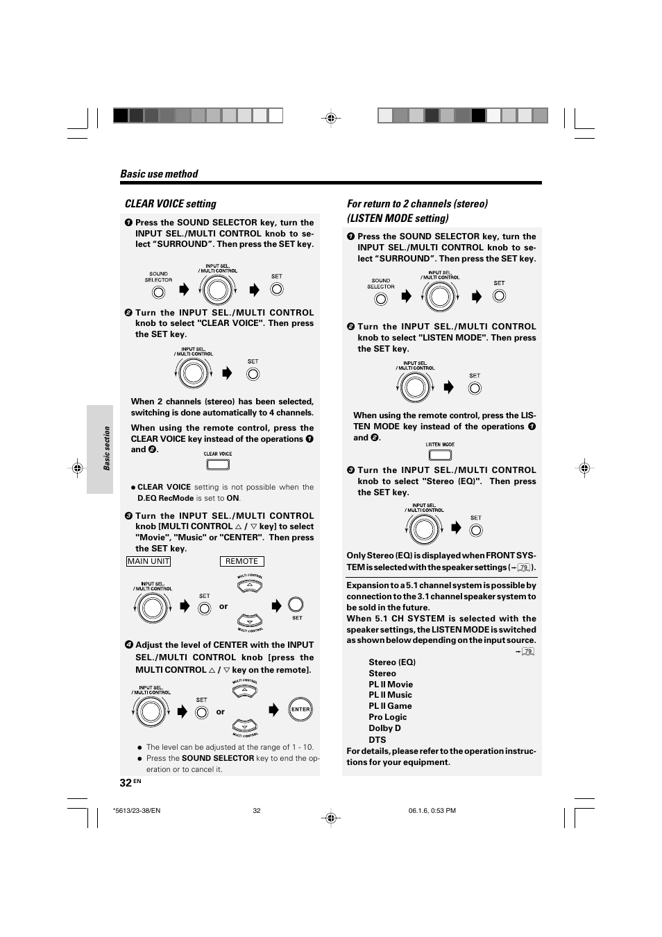 Clear voice setting | Kenwood AX-7 User Manual | Page 32 / 88