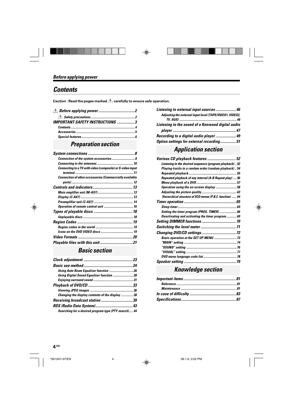 Kenwood AX-7 User Manual | Page 4 / 88