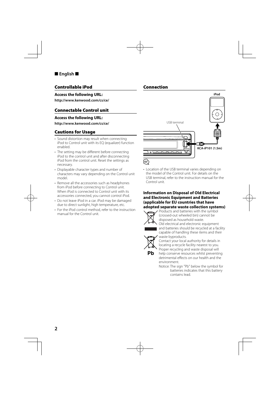 Kenwood KCA-iP101 User Manual | Page 2 / 8