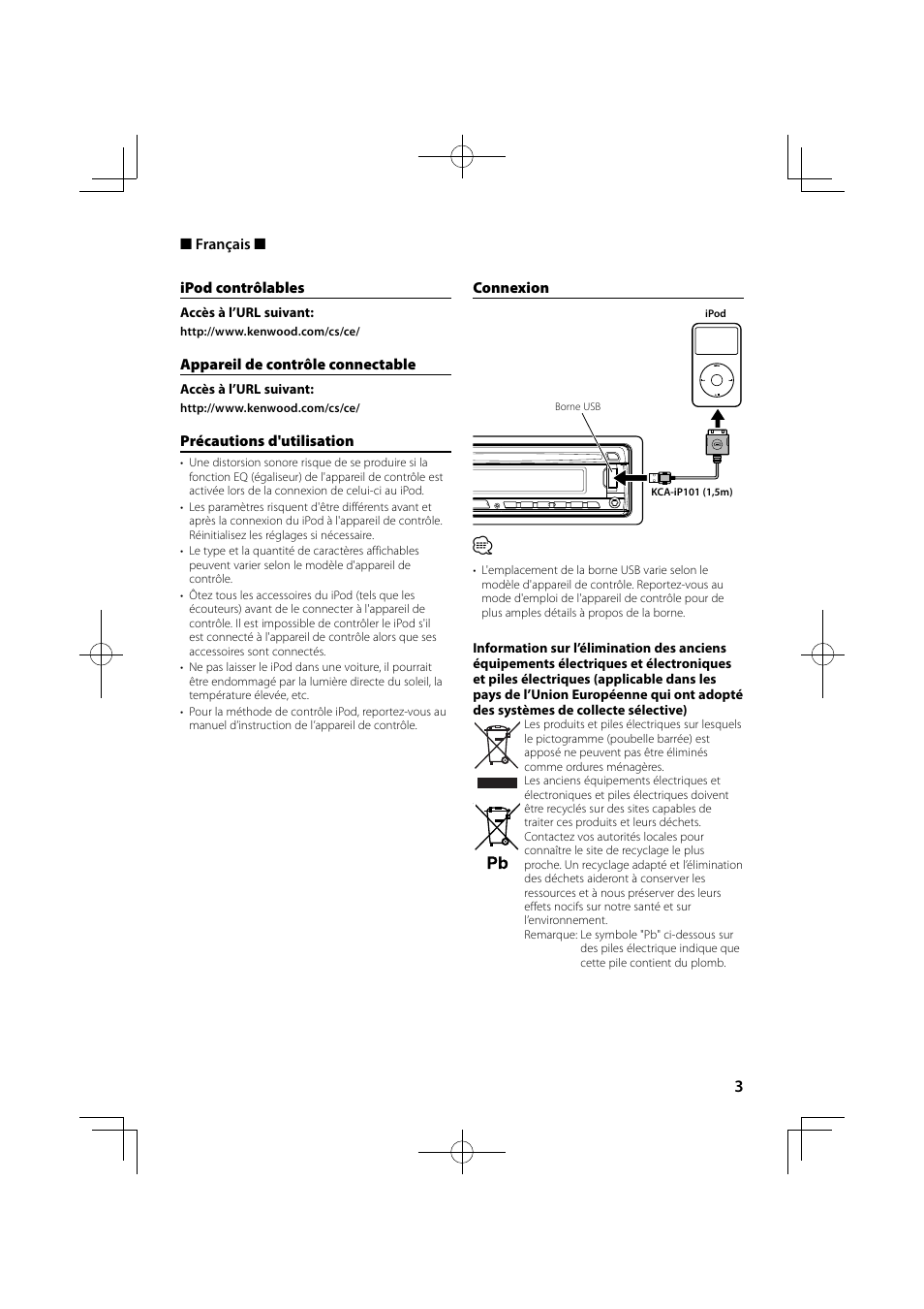 Kenwood KCA-iP101 User Manual | Page 3 / 8